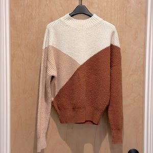 & OTHER STORIES Crew Neck Knitwear Beige and Brown White 50% Wool Size XS